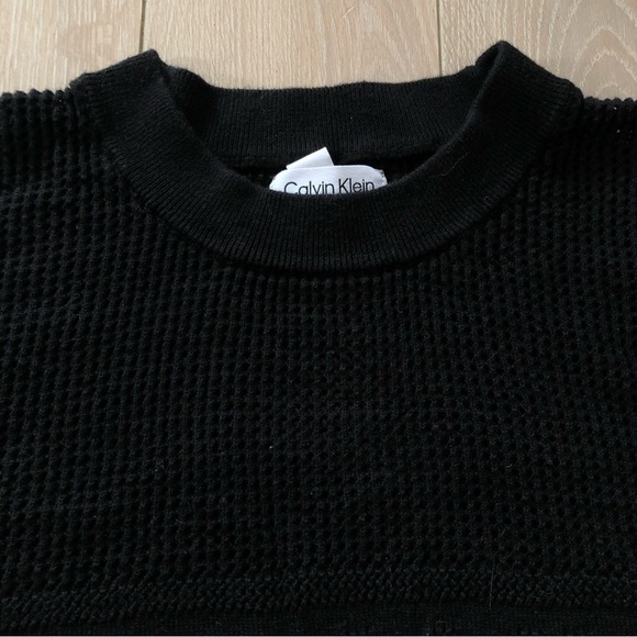 Calvin Klein Cotton Viscose Logo Light Sweater in Balck Size XL - Picture 5 of 11